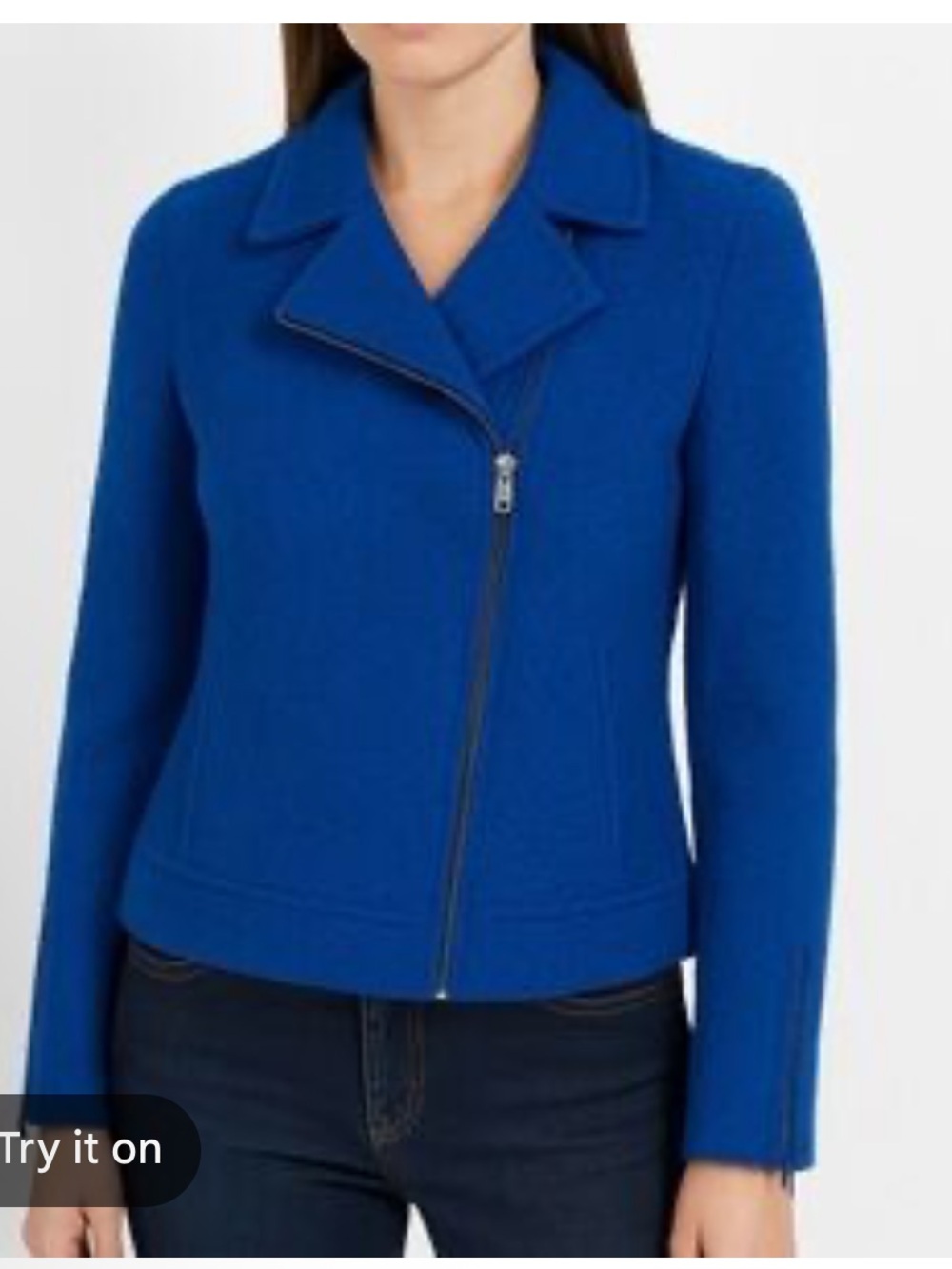 Tahari Bright Blue Zip-Front Blazer Jacket